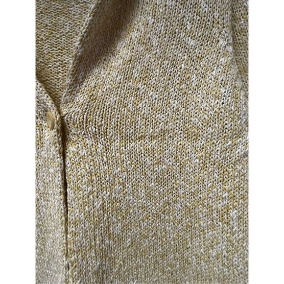 Eileen Fisher Yellow & White Shaw Collar Single Button Cardigan Sweater sz S EUC - Picture 2 of 9